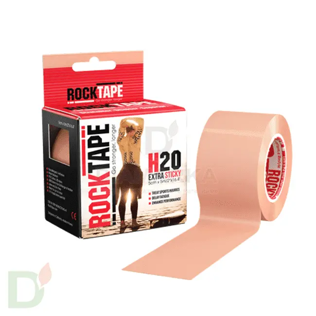 Кинезиотейп RockTape H2O (водостойкий) с усиленной фиксацией бежевый, 5 см х 5 м