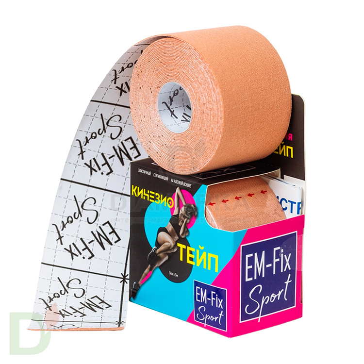 Тейп EM-Fix Sport, 5 см х 5 м, бежевый