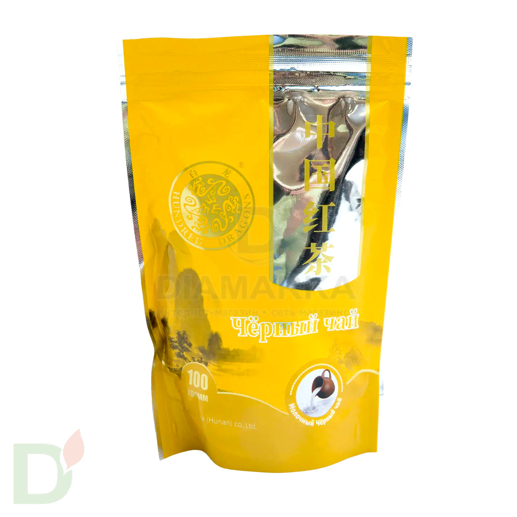 Чай черный молочный в мягкой упаковке Hundred Dragons 100гр New