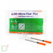 Шприц инсулиновый 100 МЕ/1МЛ с иглой 29 G(0,33мм*12,7мм) Micro-Fien Plus
