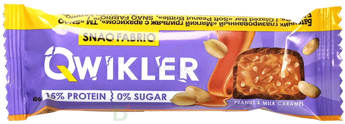 Батончик глазированный Snaq Fabriq QWIKLER Мягкий грильяж с арахисом, 40 гр